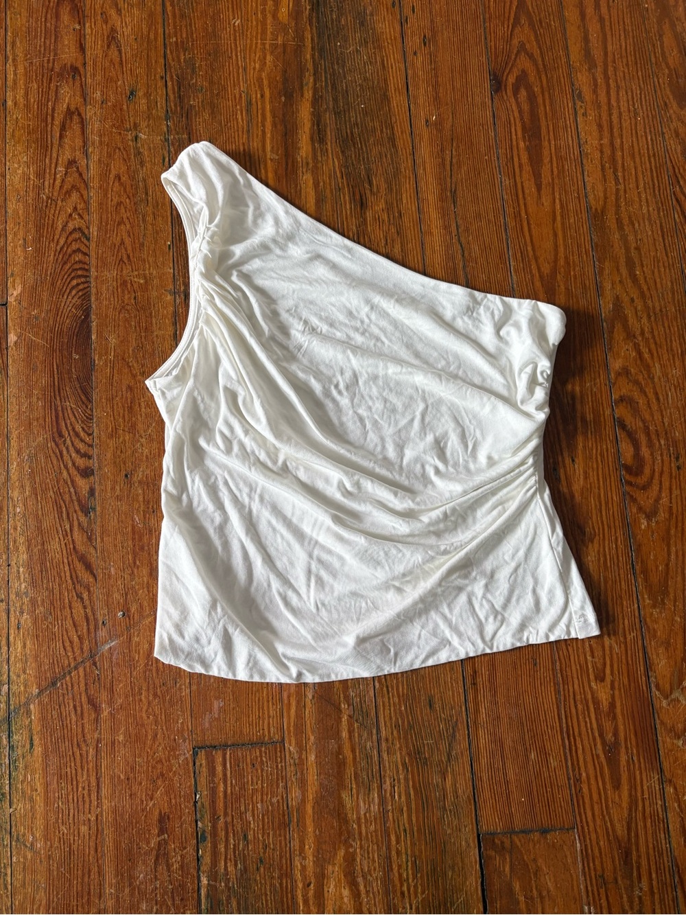 Heartloom White One-Shoulder Ruched Tank